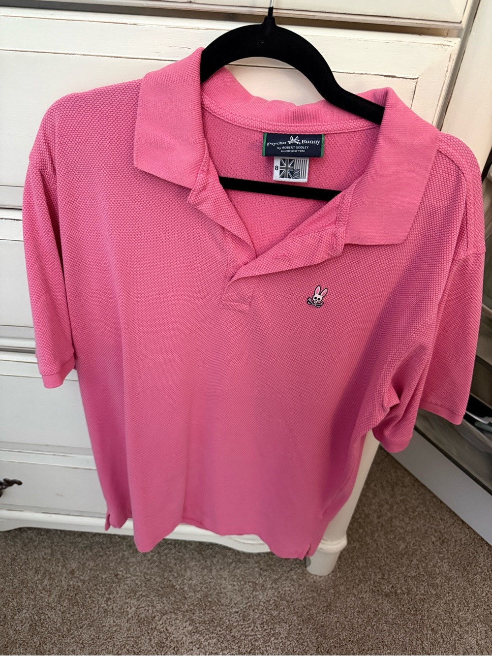 Psycho Bunny Pink Pique Polo with Bunny Crest size 8